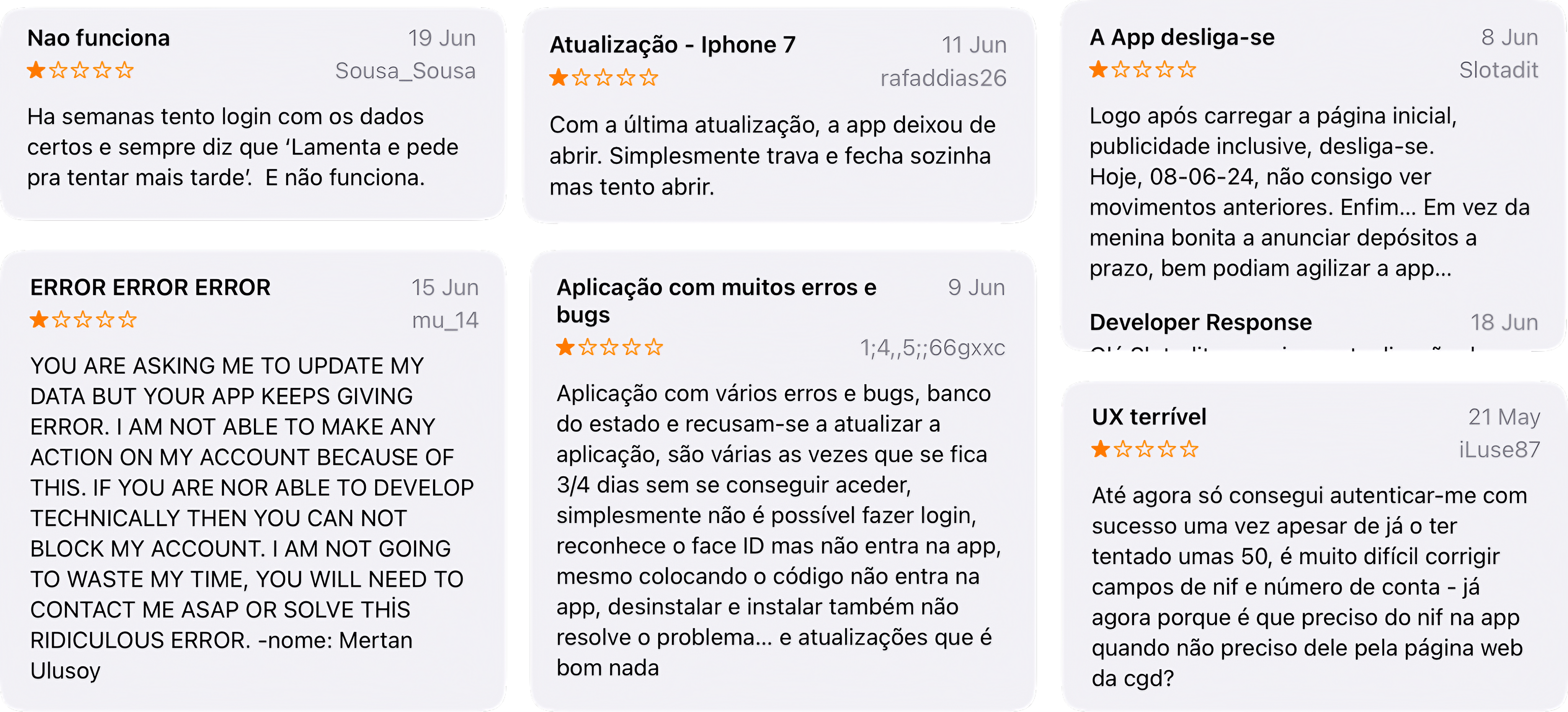 Caixadirecta App Store reviews
