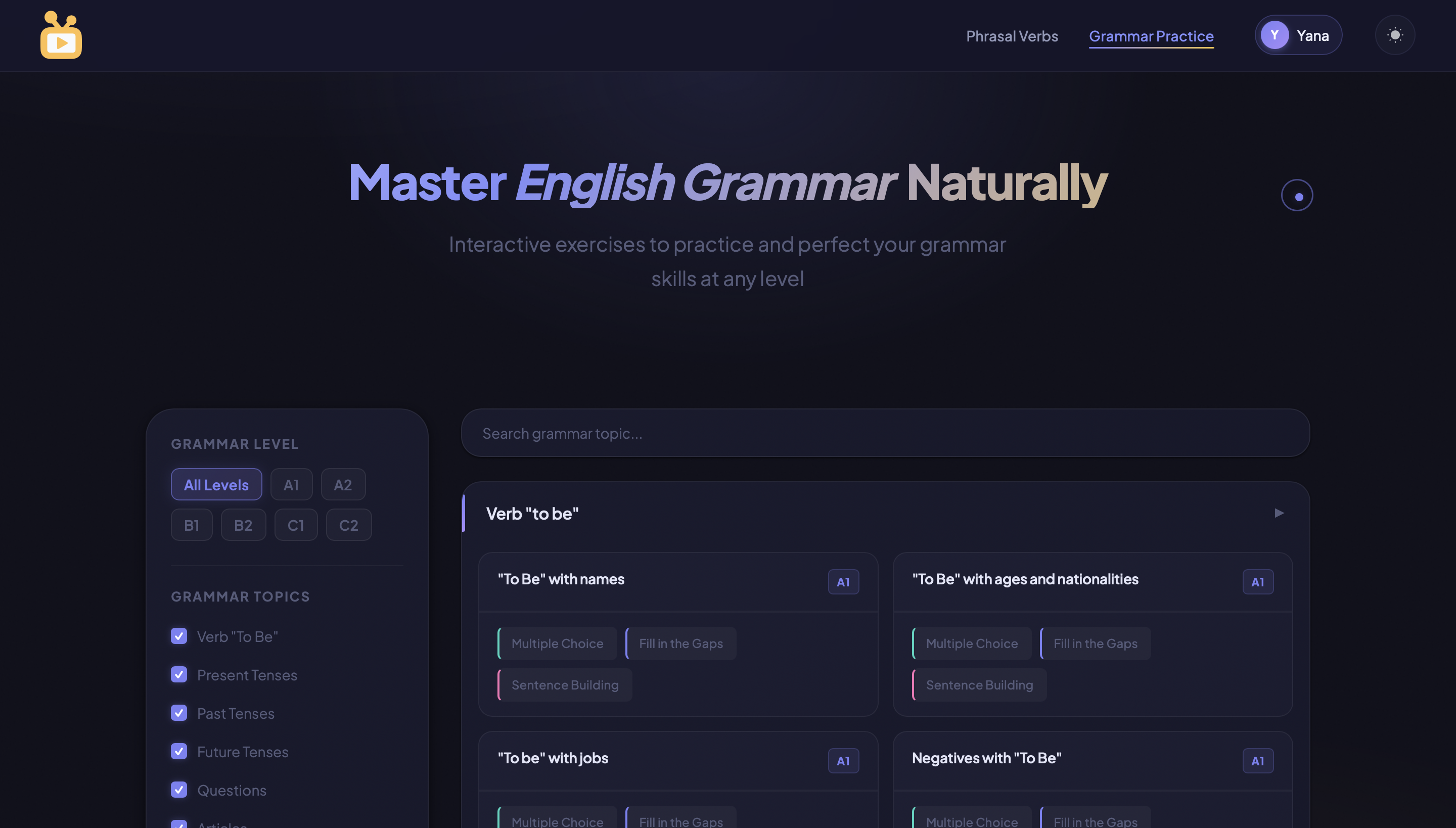 Homepage dark theme