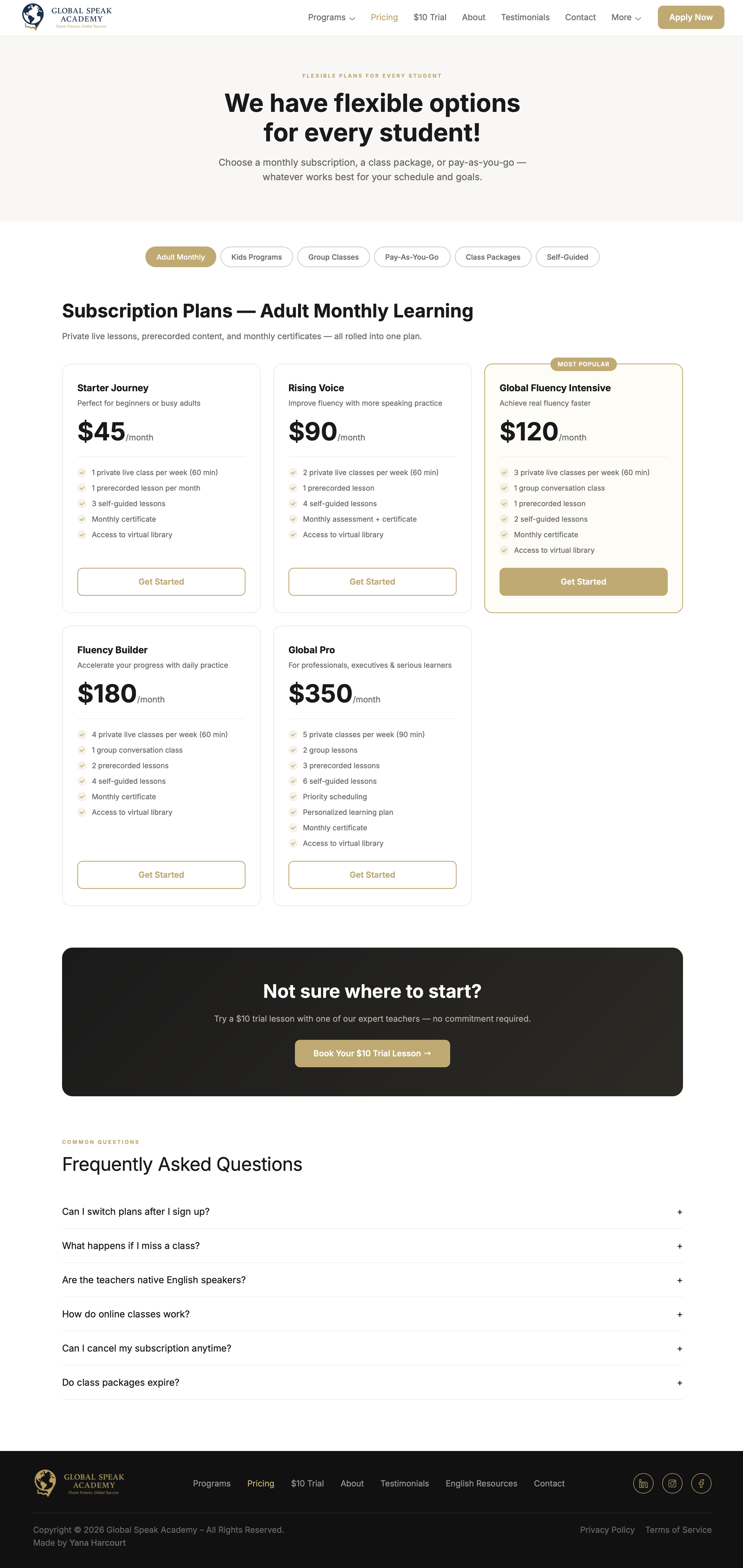 Pricing page redesign